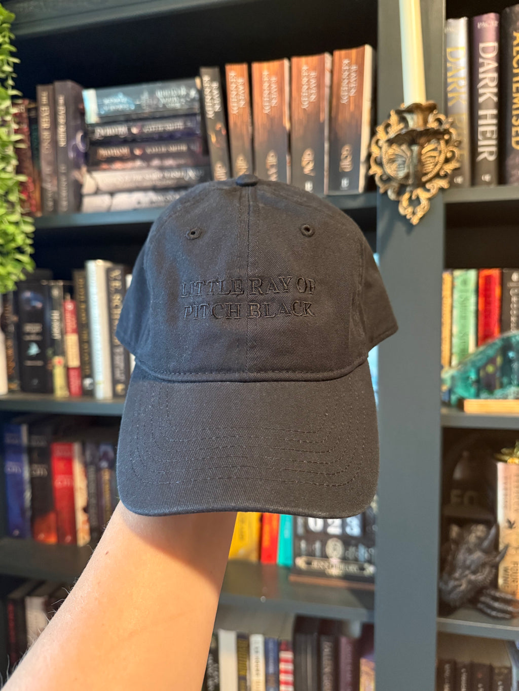 "Little ray of pitch black" embroidered hat